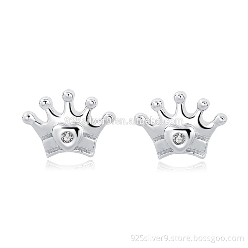 925 sterling silver cubic zirconia Crown earings